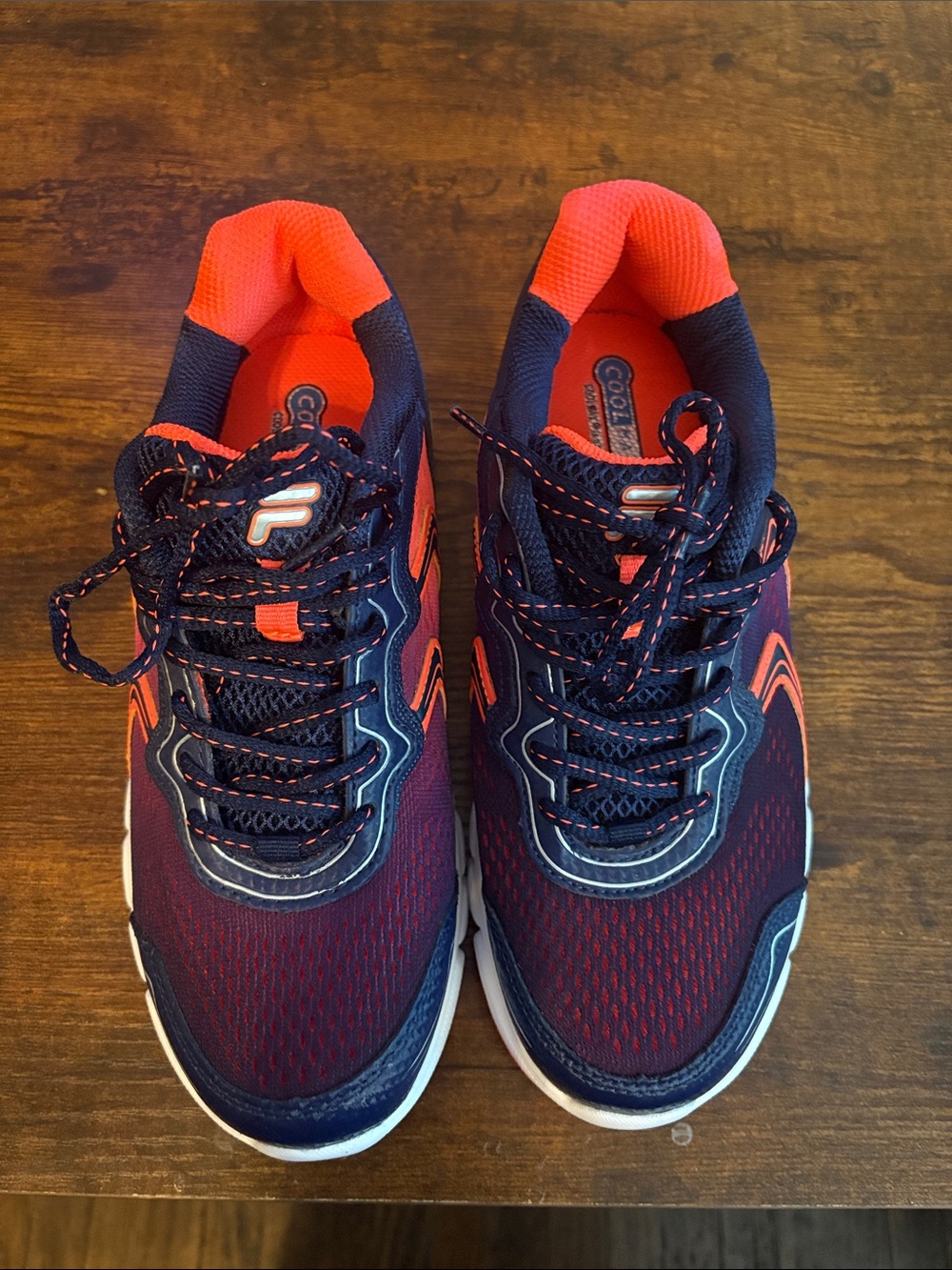 FILA Women’s Athletic Running Shoes in Navy and Orange Size 7.5